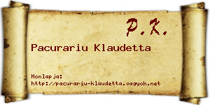 Pacurariu Klaudetta névjegykártya